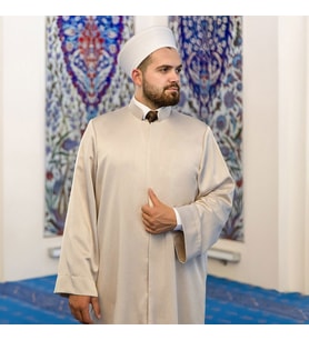 Lüks Hafız Hakim Yaka Sade İmam Cübbesi Vizon