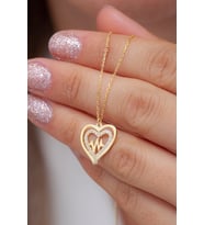 925 Ayar Gümüş Ritimli Kalp Kolye (Gold)