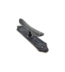 Antika Tarz Dekoratif Pirinç Çiçekli Pencere Kolu - 165x38 Mm, Oksit