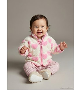 LCW baby Ekru Kalp Desenli Kız Bebek Hırka