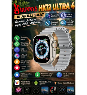 Samsung Galaxy S25 Ultra Uyumlu Ultra 4 AI Akıllı Saat IP67 Su Geçirmez what sapp Sesli Mesaj Gönderme AMOLED Bluetooth Aramalı