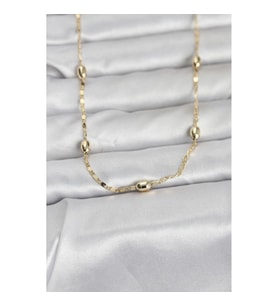 Mey İthalat® CM 14K Gold Renk Damla Topçuklu Zincir Model 60 cm Kadın Kolye