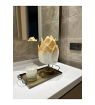 Gold Eva Tulip Tasarım Kablosuz Masa Lambası - Alt Eskitme Gold (Beyaz)