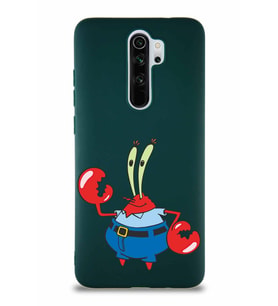 Xiaomi Redmi Note 8 Pro Soft Premier Kapak Bay Yengeç Tasarımlı Silikon Kılıf - Yeşil (Şeffaf)