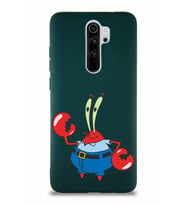 Xiaomi Redmi Note 8 Pro Soft Premier Kapak Bay Yengeç Tasarımlı Silikon Kılıf - Yeşil (Şeffaf)