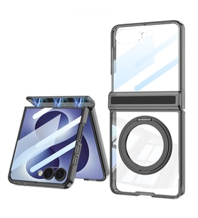 Lexroo Galaxy Z Flip 8 Kılıf M-safe Şarj Özellikli Kıpta KPT-05 Ring Standlı Sert PC Kılıf - Siyah