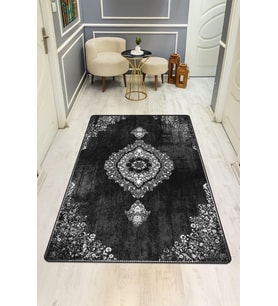 Parlak Kadife Kumaş Dijital Baskı Vintage Desenli Dot Kaymaz Tabanlı Halı H0104