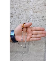 Rd Ekoavm 7*10 mm Zaza Tesbih Akrilik Yapım Sarı-Kahverengi