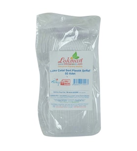 Lüks Çatal Sert Plastik Şeffaf 50 Adet 1 Paket