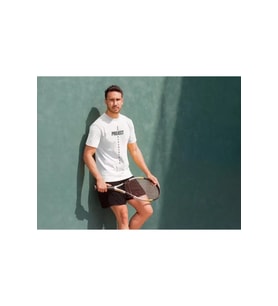 Unisex Bisiklet Yaka Baskılı Oversize T-Shirt - Beyaz