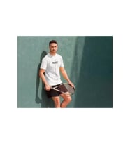 Unisex Bisiklet Yaka Baskılı Oversize T-Shirt - Beyaz