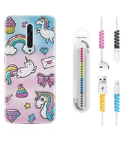 Oppo Reno 2Z 4 Lite 4 Pro 5 6 7 A31 Kılıf Kablo Koruma Spiral Silikon Unicorn Mektup 1800