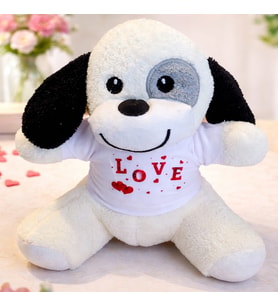 Love Tişörtlü Sevimli Benekli Peluş Köpek