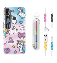 Tecno Spark 6 6 Go 8C 8 Pro 7 7 Pro Kılıf Kablo Koruma Spiral Silikon Unicorn Mektup 1800