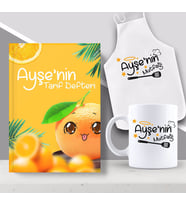 BK Gift Kişiye Özel İsimli Mutfak Önlüğü Kupa ve Yemek Tarif Defteri Hediye Seti-1 (Model 1)