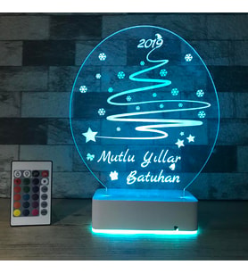 Kişiye Özel Yeni Yıl Masaüstü 3D 16 Renk Dekoratif Led Lamba