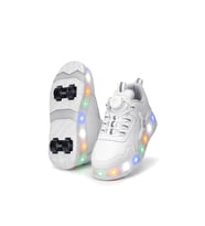 Elit EYL034 Erkek Çocuk RGB LED Işıklı Çıkarılabilir Tekerlekli PATEN Ayakkabı Beyaz