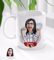 BK Gift Kişiye Özel İsimli Kadın Doktor Karikatürlü Beyaz Kupa Bardak-1