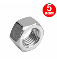Aletçantam M16 Somun Dın 934 Beyaz Galvanizli Somun -5 Adet