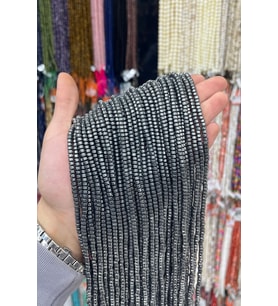 Hematit Taşı Rondela Kesim Füme 4x2mm Doğal Taş Dizi