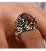 Kaplangözü Taşlı 925 Ayar Gümüş Erkek Yüzük
