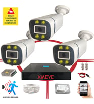 Bises 3 Kameralı Hareket Algılayan 5 MP Lens 4 Warm Led Gece Renkli Gösteren Güvenlik Kamerası Seti BS 604W