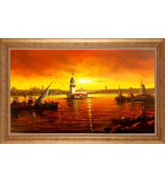 Çerçeveli Paspartulu Manzara Tablo bm1701 (Gold)