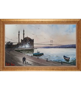 EV İŞYERİ OFİS İÇİN ALTIN ÇERÇEVELİ PASPARTULU TABLO VB722