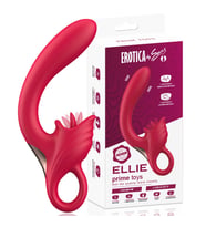 PRIME TOYS Ellie Şarjlı 2 in 1 Klitoris G Nokta Uyarıcı Dil Yalama Hareketli Kavisli Vibratör