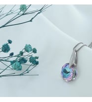 Yuvarlak Swarovski Kolye (Gümüş)