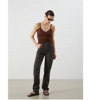 LCW Jeans Kahverengi Straight Fit Leopar Desenli Kadın Jean Pantolon