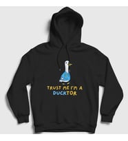Presmono Unisex Beyaz Trust Me Ducktor Ördek Hediye Doktor Kapüşonlu Sweatshirt 504693tt (Siyah)