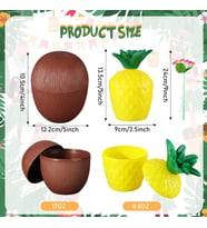 Ananas&Hindistan Cevizi Tasarımlı Pipetli Bardak Seti (6 Adet)