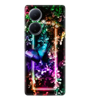 Vivo V29 Lite Kılıf Silikon Desen Özel Seri Butterfly Neon 1684