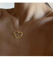 Kişiye Özel Minimal Kalp Çift İsim Kolye 925K Gümüş (Gold)