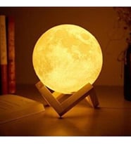 Ahşap Standlı Ay Gece Lambası 12Cm