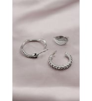 Gümüş Renk Metal Zirkon Taşlı Yılan Model Kadın Küpe Seti (Çok Renkli)