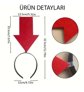 Kişiselleştirilebilir Ok Taç – Üzerine Yazı Yazılabilen Parti Tacı Kırmızı Renk