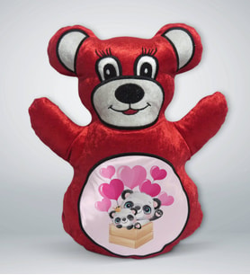 BK Gift Sevimli Pandalar Tasarımlı Kırmızı Ayıcık Yastık-3