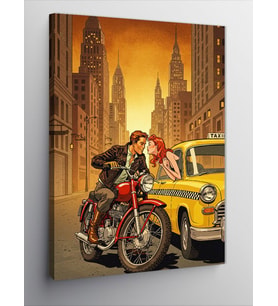 Kanvas Tablo New York'Ta Taksi Ve Çift