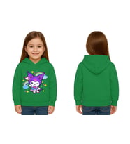 Unisex Baskılı Çocuk Swaetshirt Kapüşonlu 3 İplik Şardonlu Kuromi baskılı (Yeşil)