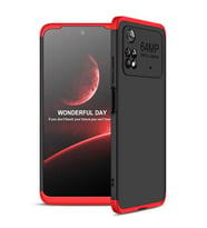 Xiaomi Poco M4 Pro 4G Kılıf 3 Parça Slim Sert Silikon Kapak AYS (Siyah-Kırmızı)