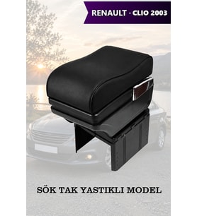 renault clio 2003 kol dayama Lüks geniş model Yastıklı Siyah Deri