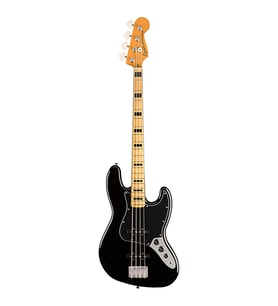 Squier 0374540506 Classic Vibe '70s Jazz Bass Gitar (Siyah) Akçaağaç Klavye Blok İşaretçiler ve 70'ler J-Bass Sesi