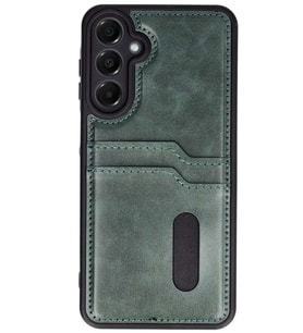 Galaxy S24 FE Kılıf Sara Kartvizitli Deri Kılıf - Koyu Yeşil