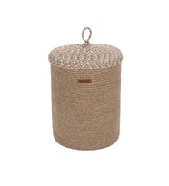 Koza Home Cesta Kapaklı El Yapımı Pamuklu Natural Bej Hasır Dekoratif Sepet 36cmx45cm 9032
