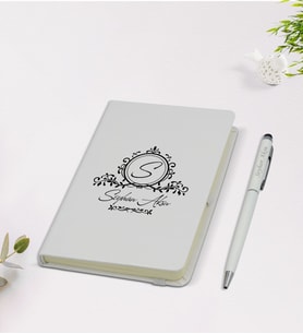 BK Gift Kişiye Özel İsimli 9x14cm Beyaz Defter ve Kalem Hediye Seti - Model 11