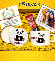 Kişiye Özel Sevimli Panda Kupa Bileklik Ve Kokulu Mum Arkadaşa Hediye