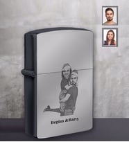Kişiye Özel Yılbaşı Sevgili Karikatürlü Siyah Benzinli Çakmak Model-6