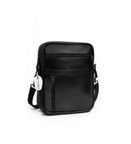 Westbag Hakiki Deri Unisex Çok Gözlü Fermuarlı Postacı Omuz Çantası (Siyah)